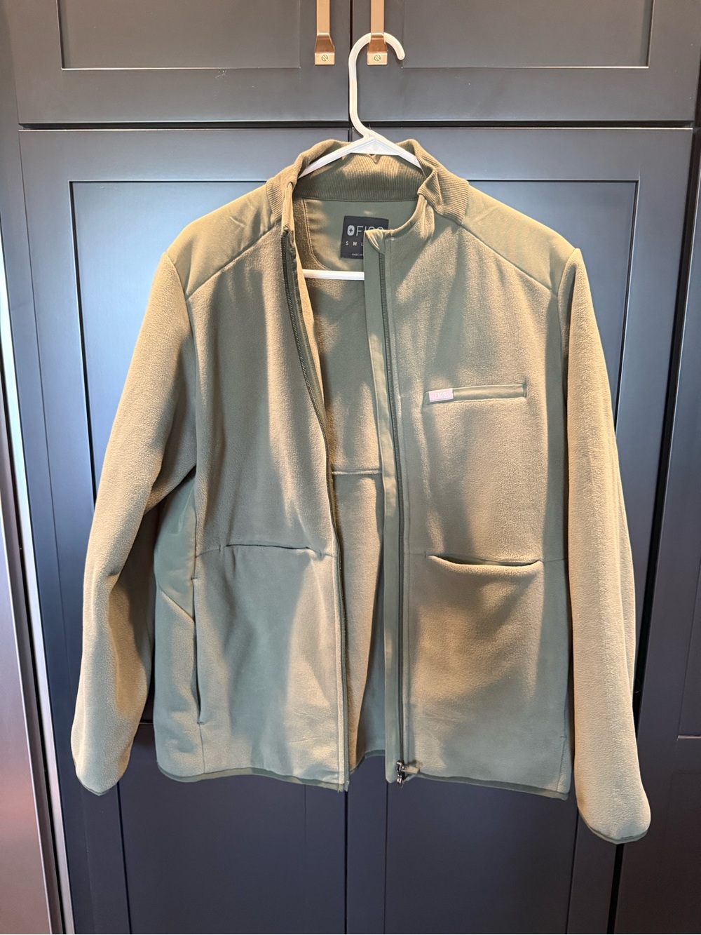 Figs Olive Green Lightweight Fleece Jacket